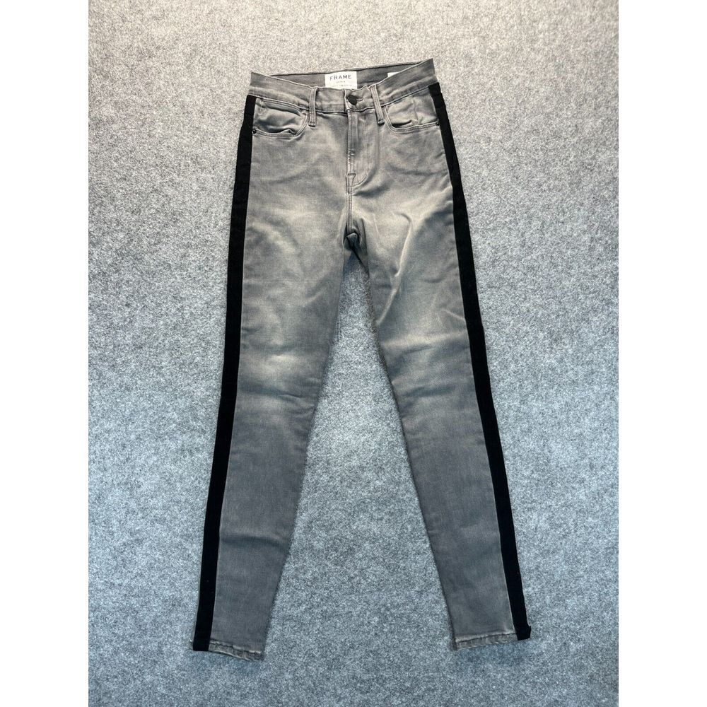 Frame Jeans Women's 26 Le‎ High Skinny Gray Black Stripe Denim Pants Stretch
